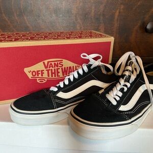 Vans Black and White Low-Top Skate Sneakers